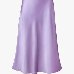 Women's Satin High Waist Hidden Elasticized Waistband Flared Casual A Line Midi